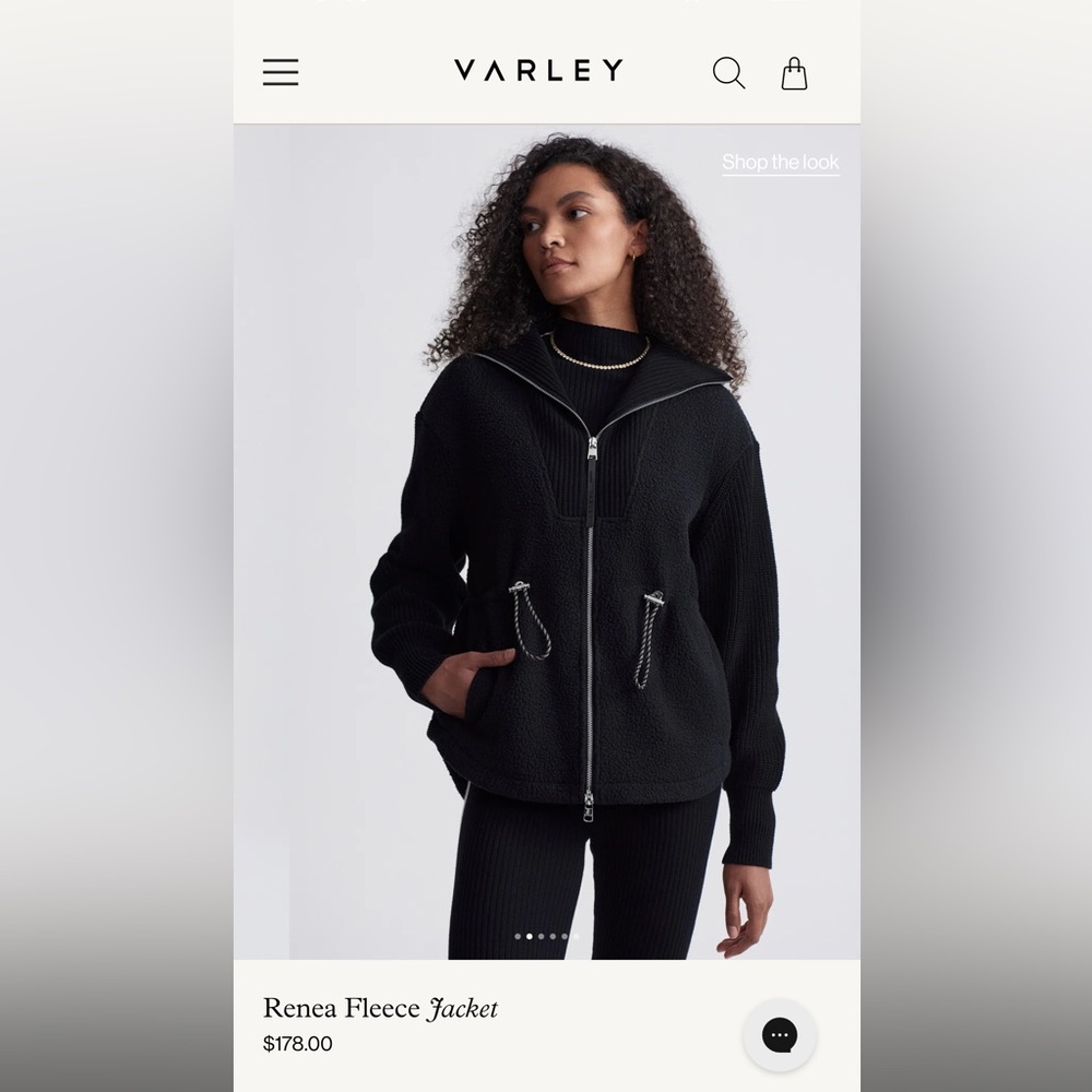 Varley Black Zip-Up Fleece Jacket
